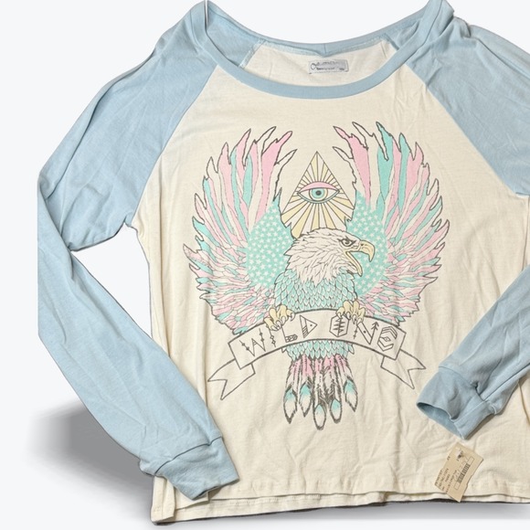 Lauren Moshi Limited Edition Baseball Tee Wild One Eagle Third Eye Oversized XS